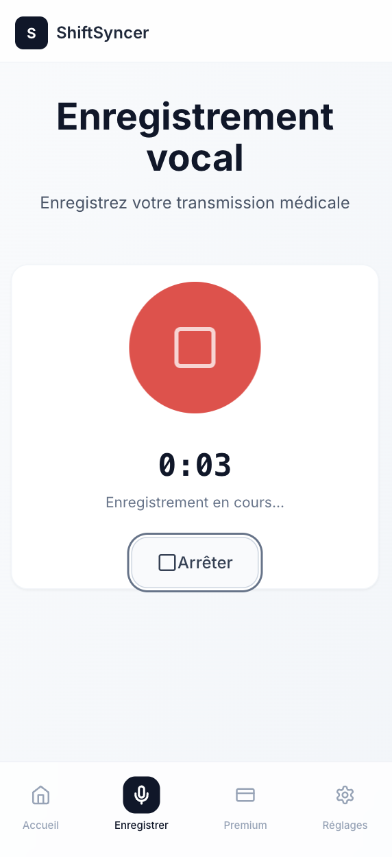 Interface d'enregistrement vocal TransmiGo
